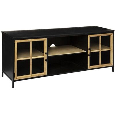 Meuble TV Atmosphera Baris - Noir, Verre, Bois - Publicité Meuble TV Atmosphera Baris - Noir, Verre, Bois - Publicité