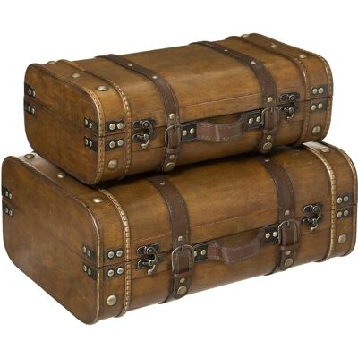 Set de Boîtes de Rangement en Bois Vintage Atmosphera - Publicité Set de Boîtes de Rangement en Bois Vintage Atmosphera - Publicité