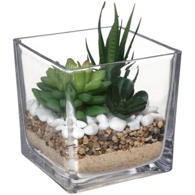 Atmosphera Künstliche Pflanzenkomposition - Glasgefäß - Exotisch Atmosphera Künstliche Pflanzenkomposition - Glasgefäß - Exotisch