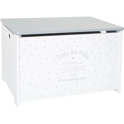 Coffre à jouets Atmosphera - 58x38x38cm Blanc et Gris Coffre à jouets Atmosphera - 58x38x38cm Blanc et Gris