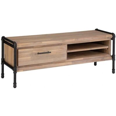 Meuble TV en Bois et Métal Atmosphera - Acacia & Noir - 130cm - Marron - Publicité Meuble TV en Bois et Métal Atmosphera - Acacia & Noir - 130cm - Marron - Publicité