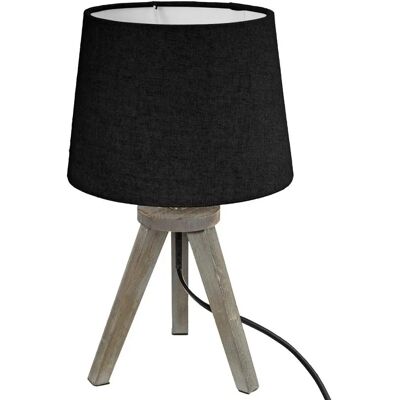 ATMOSPHERA Mini lampada czarna z drewna i trójnóg - 31cm - Lampka stołowa ATMOSPHERA Mini lampada czarna z drewna i trójnóg - 31cm - Lampka stołowa