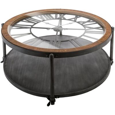 Tavolino Atmosphera - Motivo di orologio, metallo e vetro - Design moderno Tavolino Atmosphera - Motivo di orologio, metallo e vetro - Design moderno