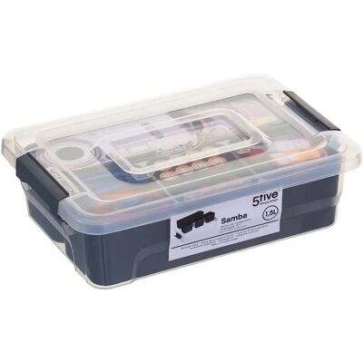 5FIVE Samba Opbevaringsboks - 1,5L, Gennemsigtig/Grå 5FIVE Samba Opbevaringsboks - 1,5L, Gennemsigtig/Grå