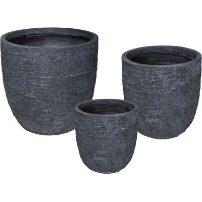 Atmosphera Set aus 3 Metallpflanzgefäßen - Weiß, Grün-Grau, Ocker, Schiefergrau - 20/25/30 cm Atmosphera Set aus 3 Metallpflanzgefäßen - Weiß, Grün-Grau, Ocker, Schiefergrau - 20/25/30 cm