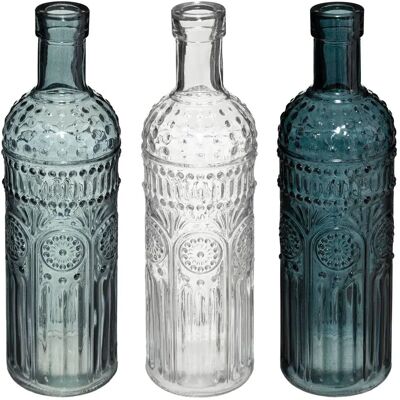 Atmosphera Set aus 3 Folk Glasflaschen - Dekoration Atmosphera Set aus 3 Folk Glasflaschen - Dekoration