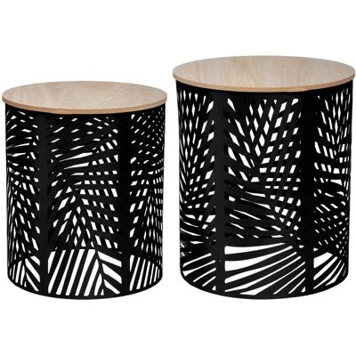 Atmosphera Couchtisch-Set - Blattmuster - 35x40cm, 39x45cm - Skandinavisch/Boho Atmosphera Couchtisch-Set - Blattmuster - 35x40cm, 39x45cm - Skandinavisch/Boho