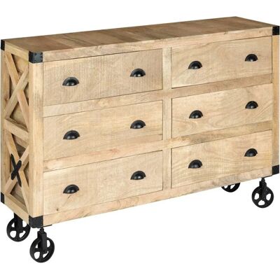 Credenza Atmosphera - 6 cassetti legno di mango - Stile vintage rétro Credenza Atmosphera - 6 cassetti legno di mango - Stile vintage rétro