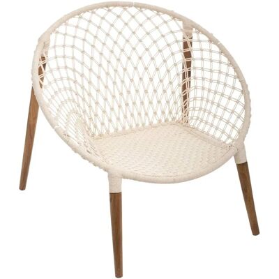 Atmosphera - Poltrona 'Raina' in Teak e Cotone - Beige Atmosphera - Poltrona 'Raina' in Teak e Cotone - Beige