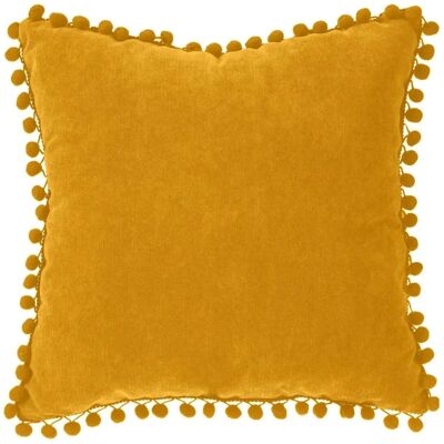 Coussin jaune avec pompons - 40x40cm - Décor moderne - Publicité Coussin jaune avec pompons - 40x40cm - Décor moderne - Publicité