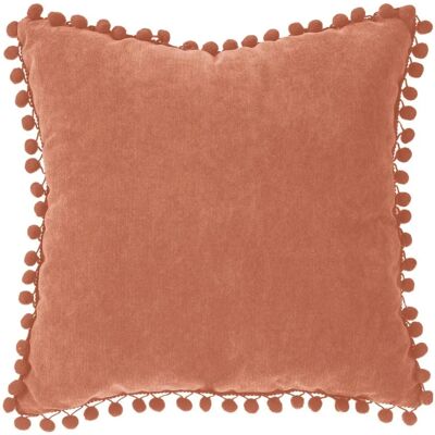 Atmosphera Coussin Pompons Rose terracotta 40x40cm - Décoratif - Publicité Atmosphera Coussin Pompons Rose terracotta 40x40cm - Décoratif - Publicité