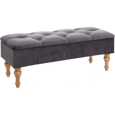 Banco de almacenamiento de terciopelo retro Atmosphera - Gris y Roble Claro - 102x41x38 cm Banco de almacenamiento de terciopelo retro Atmosphera - Gris y Roble Claro - 102x41x38 cm