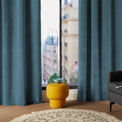 Tenda in Poliestere Blu Lilou di Atmosphera - Decorazione Casa Tenda in Poliestere Blu Lilou di Atmosphera - Decorazione Casa