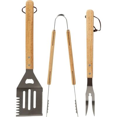 Set di 3 utensili per barbecue Neka - Manici in legno Set di 3 utensili per barbecue Neka - Manici in legno