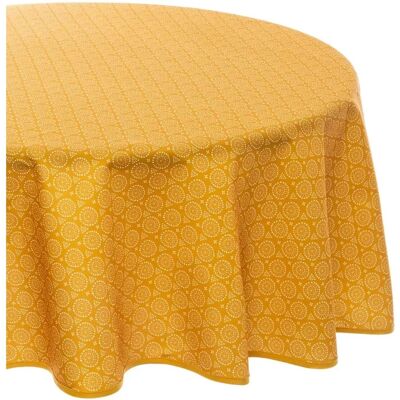 Nappe ronde jaune moutarde ethnique - Atmosphera - Publicité Nappe ronde jaune moutarde ethnique - Atmosphera - Publicité