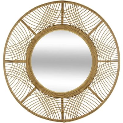 Espejo de Pared Atmosphera - Beige - Diámetro 70cm - Estilo Boho Espejo de Pared Atmosphera - Beige - Diámetro 70cm - Estilo Boho