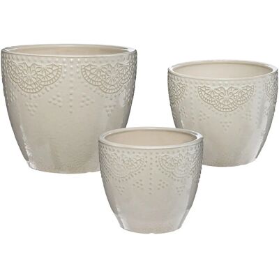 Set di 3 vasi in ceramica beige Atmosphera 168622A Set di 3 vasi in ceramica beige Atmosphera 168622A