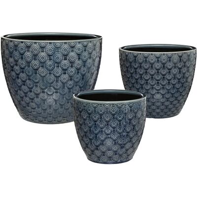 Set di vasi in ceramica blu Atmosphera - 3 misure Set di vasi in ceramica blu Atmosphera - 3 misure