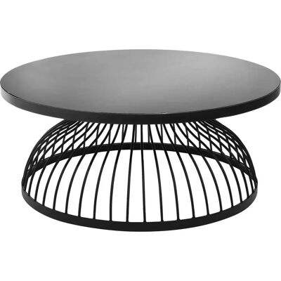 Atmosphera Kushi - Tavolino nero in metallo e vetro - 90cm Atmosphera Kushi - Tavolino nero in metallo e vetro - 90cm
