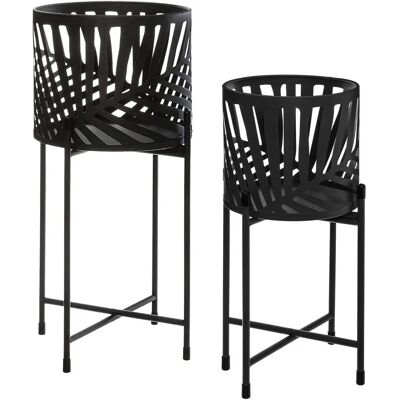 ATMOSPHERA Vasi in metallo con supporto - Set da 2 - Nero ATMOSPHERA Vasi in metallo con supporto - Set da 2 - Nero