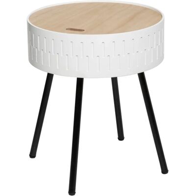 Tavolino Rotondo Bianco con Spazio di Archiviazione - 38,5x45,5 cm - Tavolino Tavolino Rotondo Bianco con Spazio di Archiviazione - 38,5x45,5 cm - Tavolino