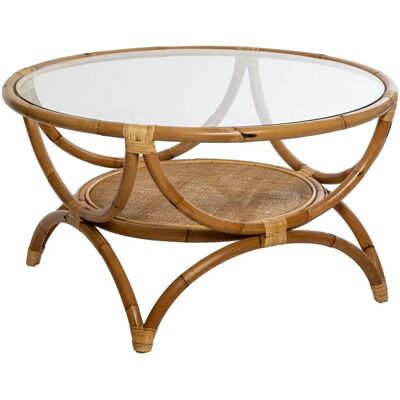 Tavolino Atmosphera Farah Ocre in vetro e rattan - Coffee Table Tavolino Atmosphera Farah Ocre in vetro e rattan - Coffee Table