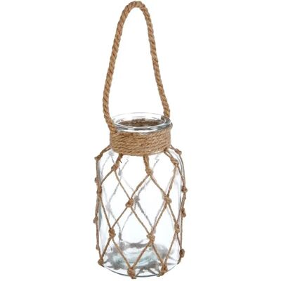 Atmosphera Lykta - 26cm Glas & Jute - Heminredning Atmosphera Lykta - 26cm Glas & Jute - Heminredning