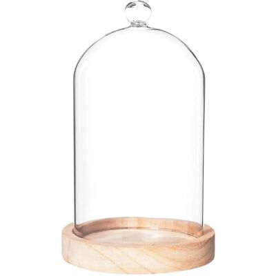 Atmosphera 145133 Kaarsenhouder - Elegante glazen stolp met houten basis Atmosphera 145133 Kaarsenhouder - Elegante glazen stolp met houten basis