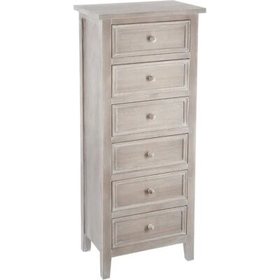 Atmosphera Charme Commode en bois blanc - 6 tiroirs - 45x30x113 cm - Publicité Atmosphera Charme Commode en bois blanc - 6 tiroirs - 45x30x113 cm - Publicité