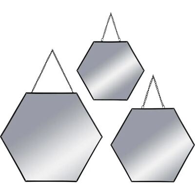 Miroir Mur Atmosphera 141196 - Ensemble de 3 Noirs Hexagonaux - Publicité Miroir Mur Atmosphera 141196 - Ensemble de 3 Noirs Hexagonaux - Publicité