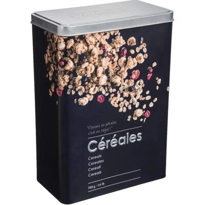 Boîte à céréales en métal noir FIVE - 750g Relief Fer Étain Boîte à céréales en métal noir FIVE - 750g Relief Fer Étain