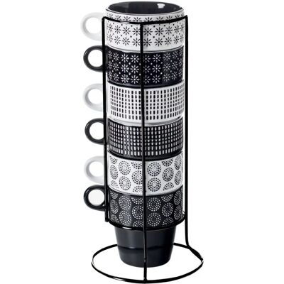 Secret de Gourmet Set aus 6 Porzellantassen mit Rack Secret de Gourmet Set aus 6 Porzellantassen mit Rack