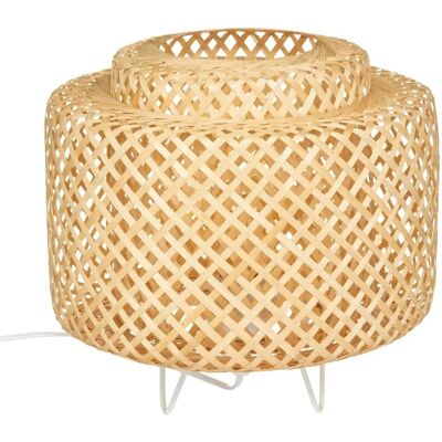 Lampe de table en bambou Atmosphera - Beige/Noir - 27cm H - Publicité Lampe de table en bambou Atmosphera - Beige/Noir - 27cm H - Publicité
