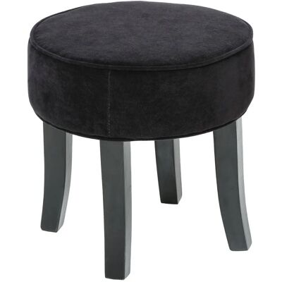 Taburete de Terciopelo Negro Adriel de ATMOSPHERA - Tapizado, Patas de Madera Natural Taburete de Terciopelo Negro Adriel de ATMOSPHERA - Tapizado, Patas de Madera Natural