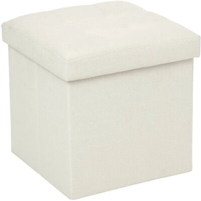 Pouf plegable beige de Atmosphera - Otomano multifuncional con almacenamiento Pouf plegable beige de Atmosphera - Otomano multifuncional con almacenamiento