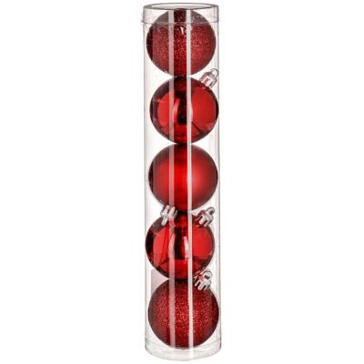 Feeric Lights & Christmas Palline di Natale rosse - 50mm x 5 Feeric Lights & Christmas Palline di Natale rosse - 50mm x 5