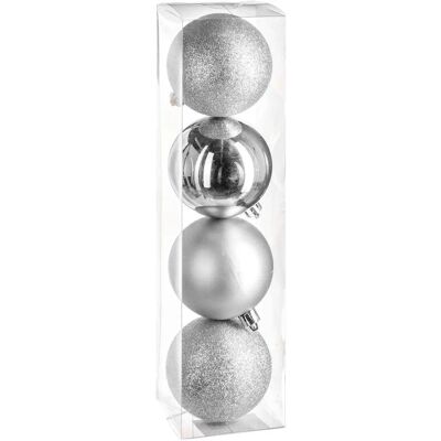 Atmosphera Silbern Weihnachtskugeln - 4er Pack - 80mm Dekorationen Atmosphera Silbern Weihnachtskugeln - 4er Pack - 80mm Dekorationen