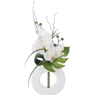 Vase d'orchidées artificielles Atmosphera - Céramique blanche - 44cm hauteur - Décoration intérieure - Publicité Vase d'orchidées artificielles Atmosphera - Céramique blanche - 44cm hauteur - Décoration intérieure - Publicité