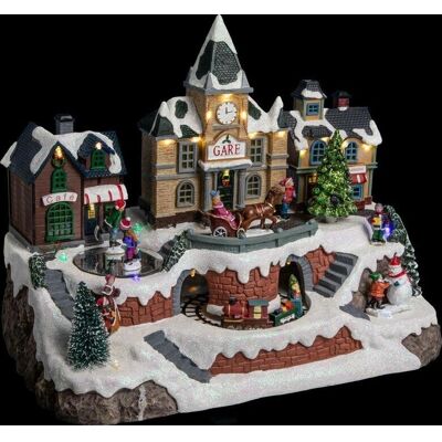 Feeric Lights & Christmas - Villaggio di Natale musicale con 26 LED - Decorazione Feeric Lights & Christmas - Villaggio di Natale musicale con 26 LED - Decorazione