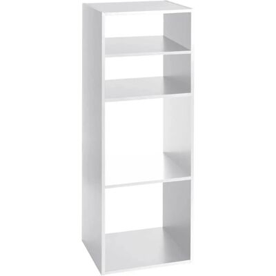 Étagère colonne modulaire blanche - 4 compartiments - Bois - Publicité Étagère colonne modulaire blanche - 4 compartiments - Bois - Publicité