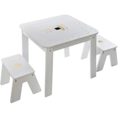 Ensemble Table et 2 Chaises Enfants Atmosphera - Blanc/Or - Publicité Ensemble Table et 2 Chaises Enfants Atmosphera - Blanc/Or - Publicité