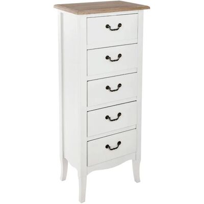 ATMOSPHERA Chiffonier Blanc 5 Tiroirs - Commode en Bois - Publicité ATMOSPHERA Chiffonier Blanc 5 Tiroirs - Commode en Bois - Publicité