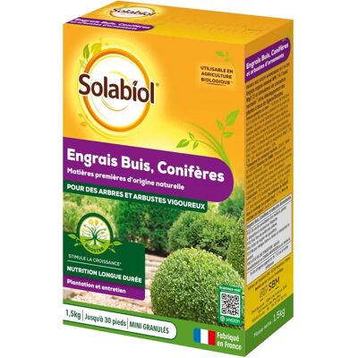 Engrais biologique Solabiol pour conifères et arbustes - 1,5kg - Publicité Engrais biologique Solabiol pour conifères et arbustes - 1,5kg - Publicité