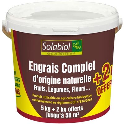 SOLABIOL Engrais Complet Organique - Offre 5+2kg - Publicité SOLABIOL Engrais Complet Organique - Offre 5+2kg - Publicité