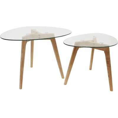 Home Deco Factory - Ensemble de 2 Tables Nido en Verre - Marron Home Deco Factory - Ensemble de 2 Tables Nido en Verre - Marron
