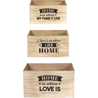 Ensemble de 3 Boîtes de Rangement en Bois Home Deco Factory - Publicité Ensemble de 3 Boîtes de Rangement en Bois Home Deco Factory - Publicité
