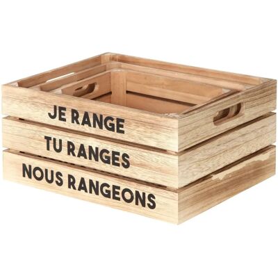 Home Deco Factory Ensemble de 3 Boîtes en Bois - Empilables Home Deco Factory Ensemble de 3 Boîtes en Bois - Empilables