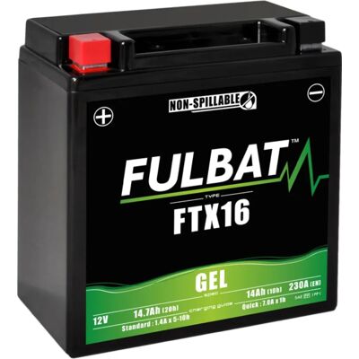 Batterie GEL haute capacité Fulbat FTX 16 Résistante aux vibrations - Batterie - Publicité Batterie GEL haute capacité Fulbat FTX 16 Résistante aux vibrations - Batterie - Publicité