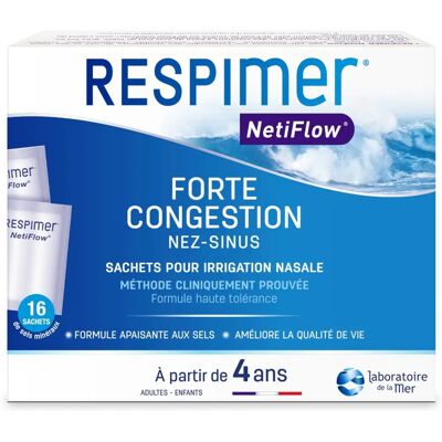 Laboratoire de la Mer Respimer Netiflow - Sachets d'irrigation nasale - 16 unités - Publicité Laboratoire de la Mer Respimer Netiflow - Sachets d'irrigation nasale - 16 unités - Publicité