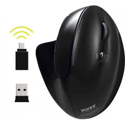 Port Designs 900706-BT Mouse - Ergonomic Wireless Optical - Black Port Designs 900706-BT Mouse - Ergonomic Wireless Optical - Black